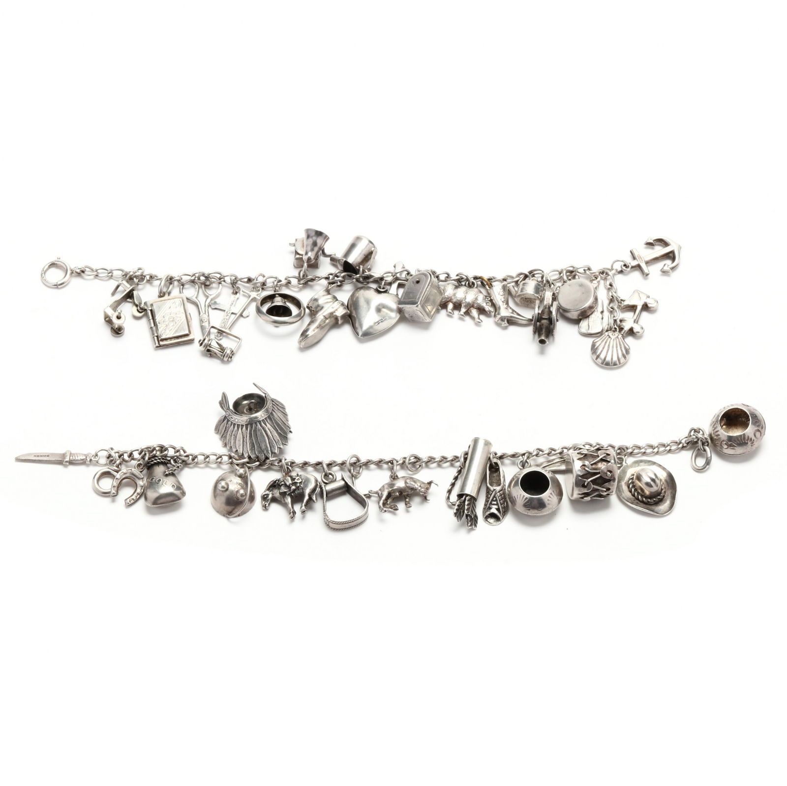 Two Silver Charm Bracelets