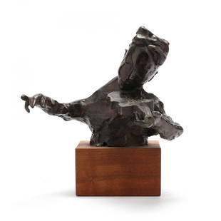 David Aronson (American, 1923-2015), Violinist: David Aronson (American, 1923-2015), Violinistbronze, signed, number 84 from an edition of 250, mounted to a hardwood plinth. 8 1/4 x 8 1/4 x 8 1/4 in. David's family immigrated to the United States f