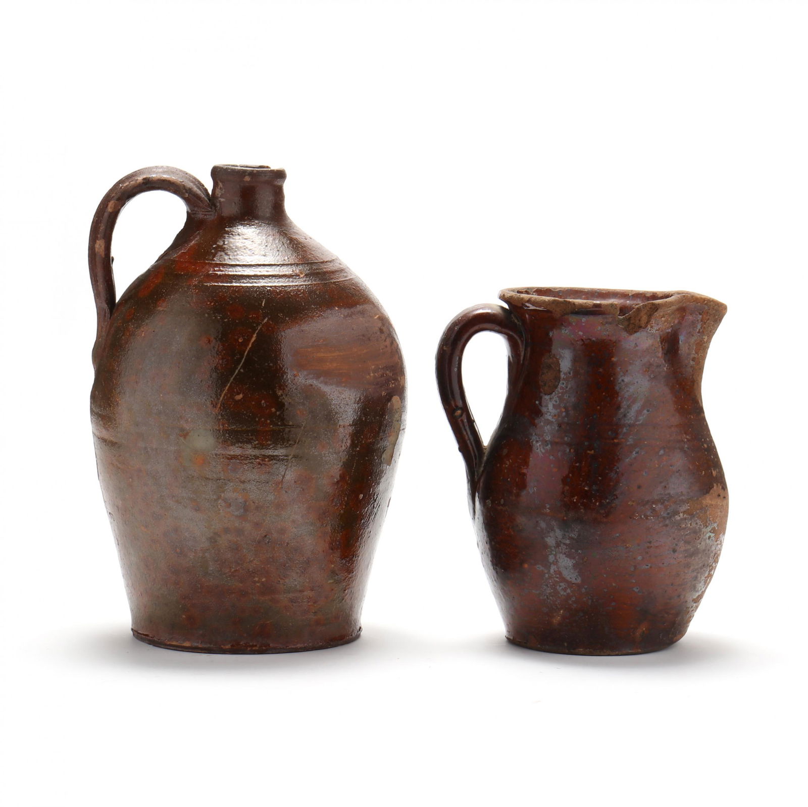 Attributed Eastern Piedmont, NC, Two Early Lead Glazed Redware Vessels (1 of 10)