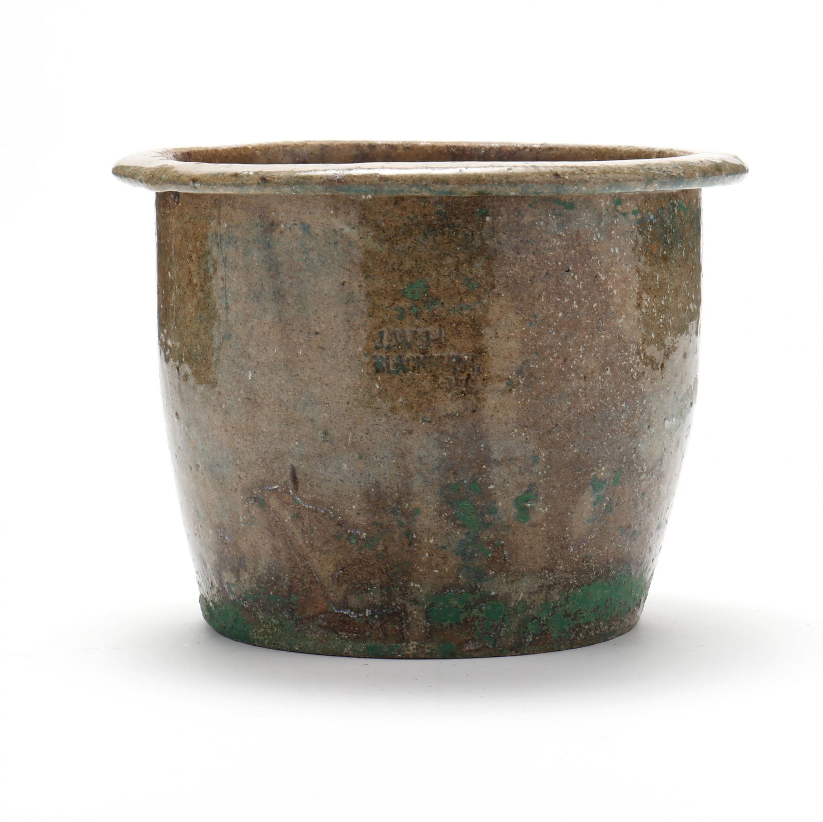 John Wesley Hilton (1846-1923 Catawba County, NC), Half Gallon Cream Riser: John Wesley Hilton (1846-1923 Catawba County, NC), Half Gallon Cream Riseralkaline and glass glazed stoneware, stamp "J.W.H. / Blackburn". 6 x 8 1/4 in. Private Collection, Concord, North Carolina Add