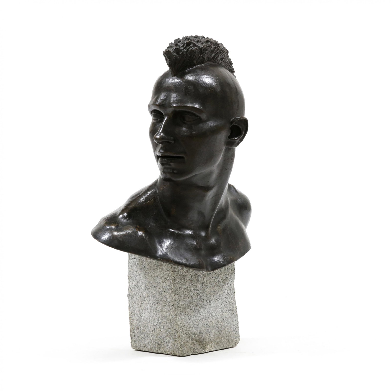 David Derner (American, b. 1955), Epudus: David Derner (American, b. 1955), Epudus 1986, patinated cast bronze, 1 of 2 artist proofs (all subsequent casting did not have an earring), incised signature and dated to underside, naturalistic mode