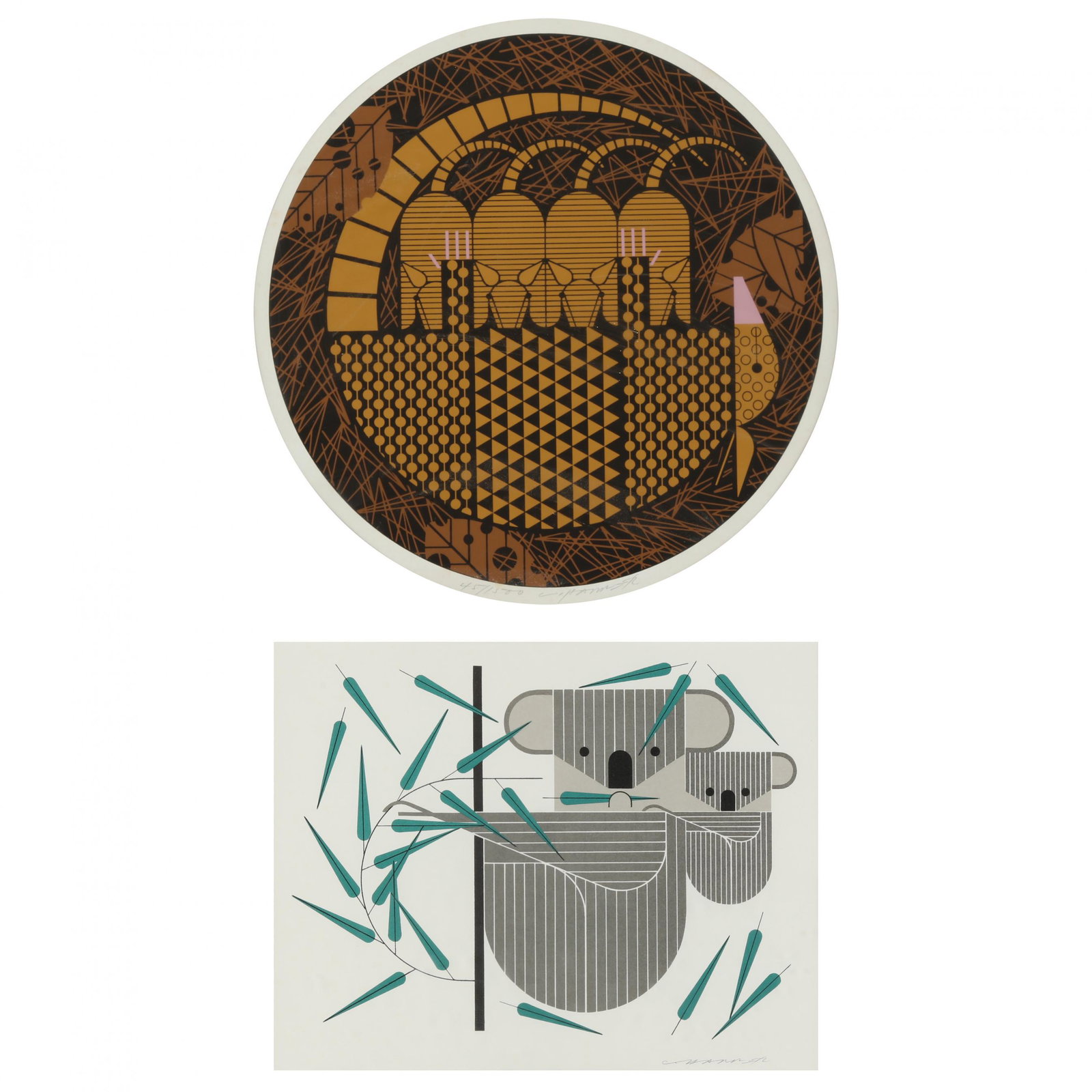 Charley Harper (American, 1922-2007),  Armadittos  and  KoalaKoala  (Two Works) (1 of 8)