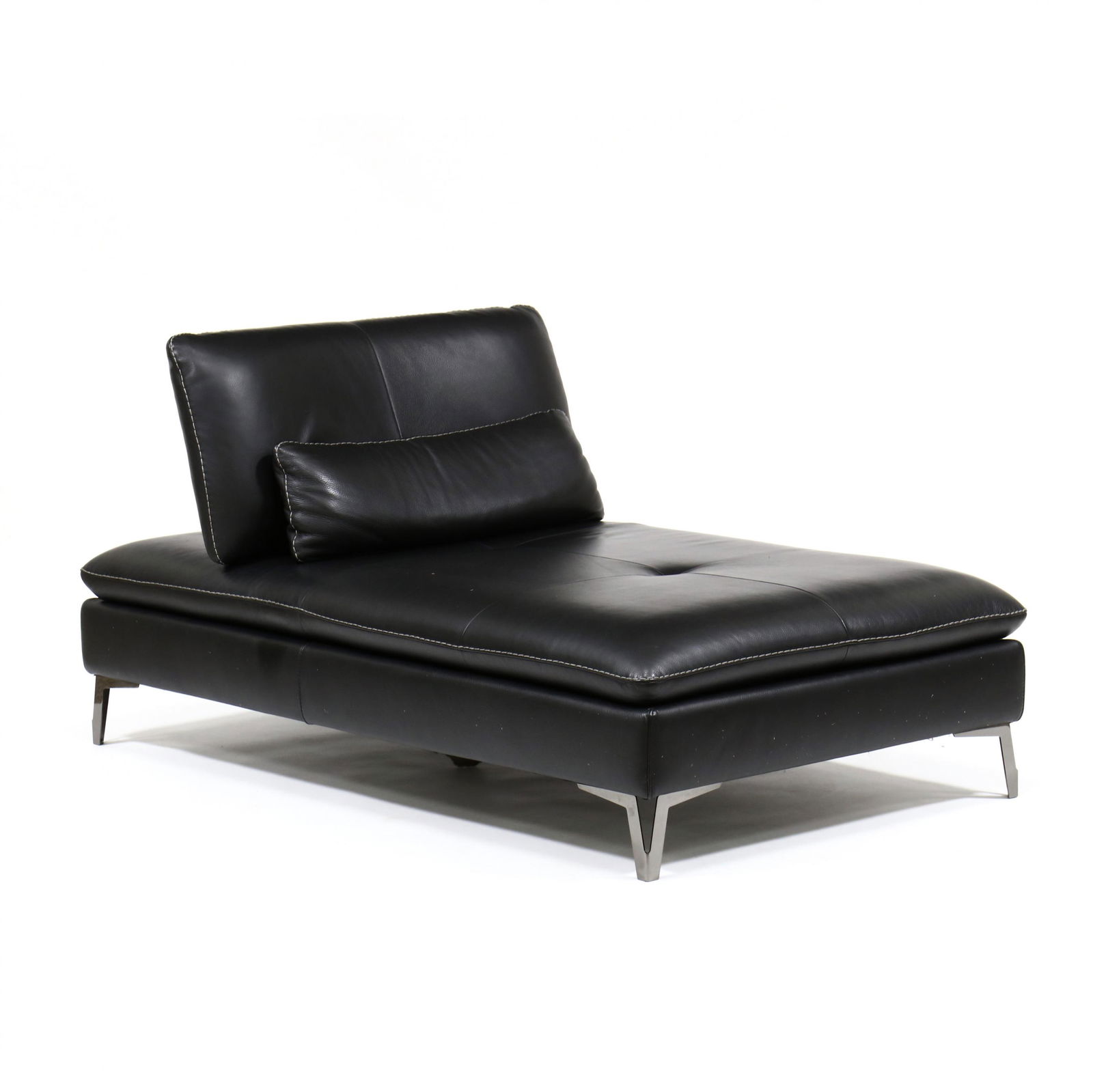 Roche-Bobois, Black Leather Chaise Lounge (1 of 7)
