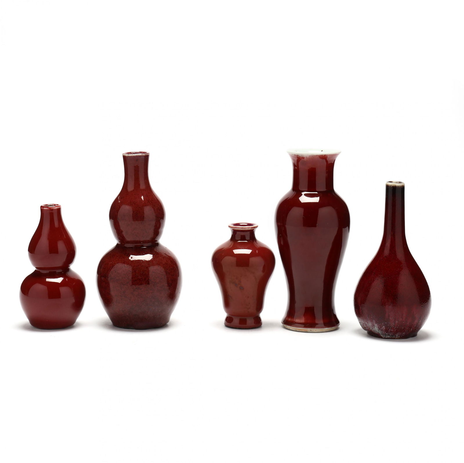 Five Chinese Sang de Boeuf Vases (1 of 8)