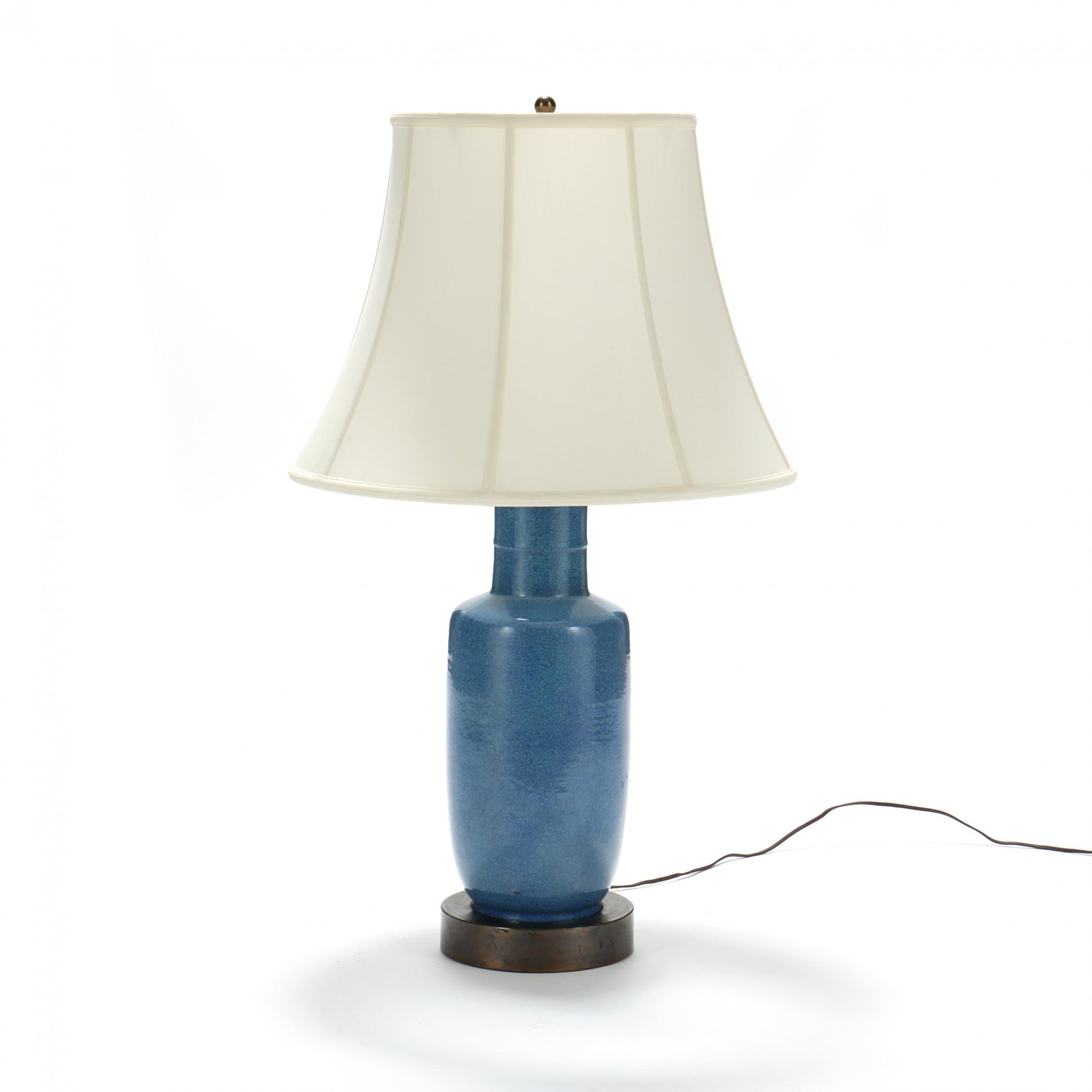 A Chinese Rouleau Powder Blue Glazed Vase Lamp (1 of 6)