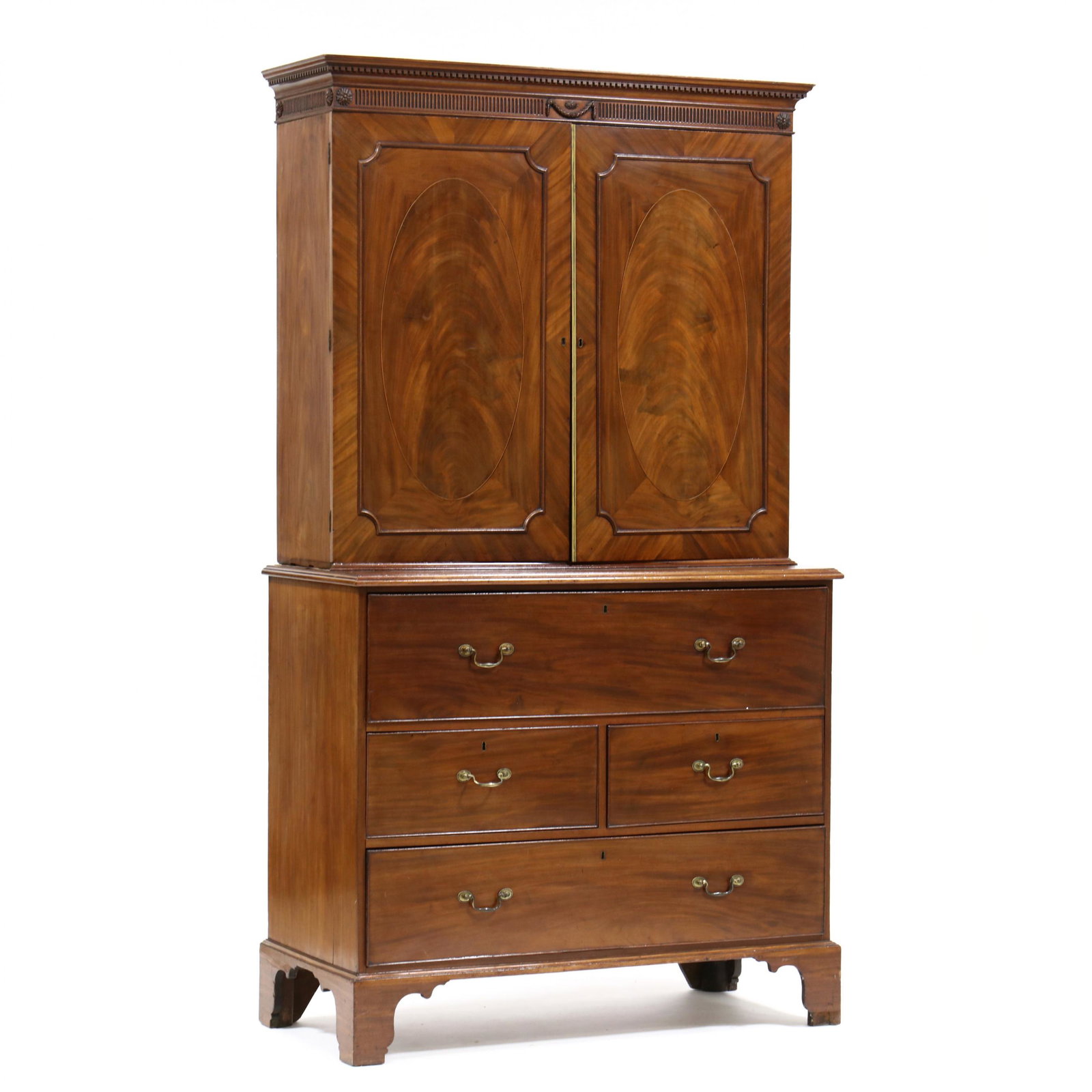 George III Inlaid Mahogany Butler's Bureau Bookcase (1 of 15)