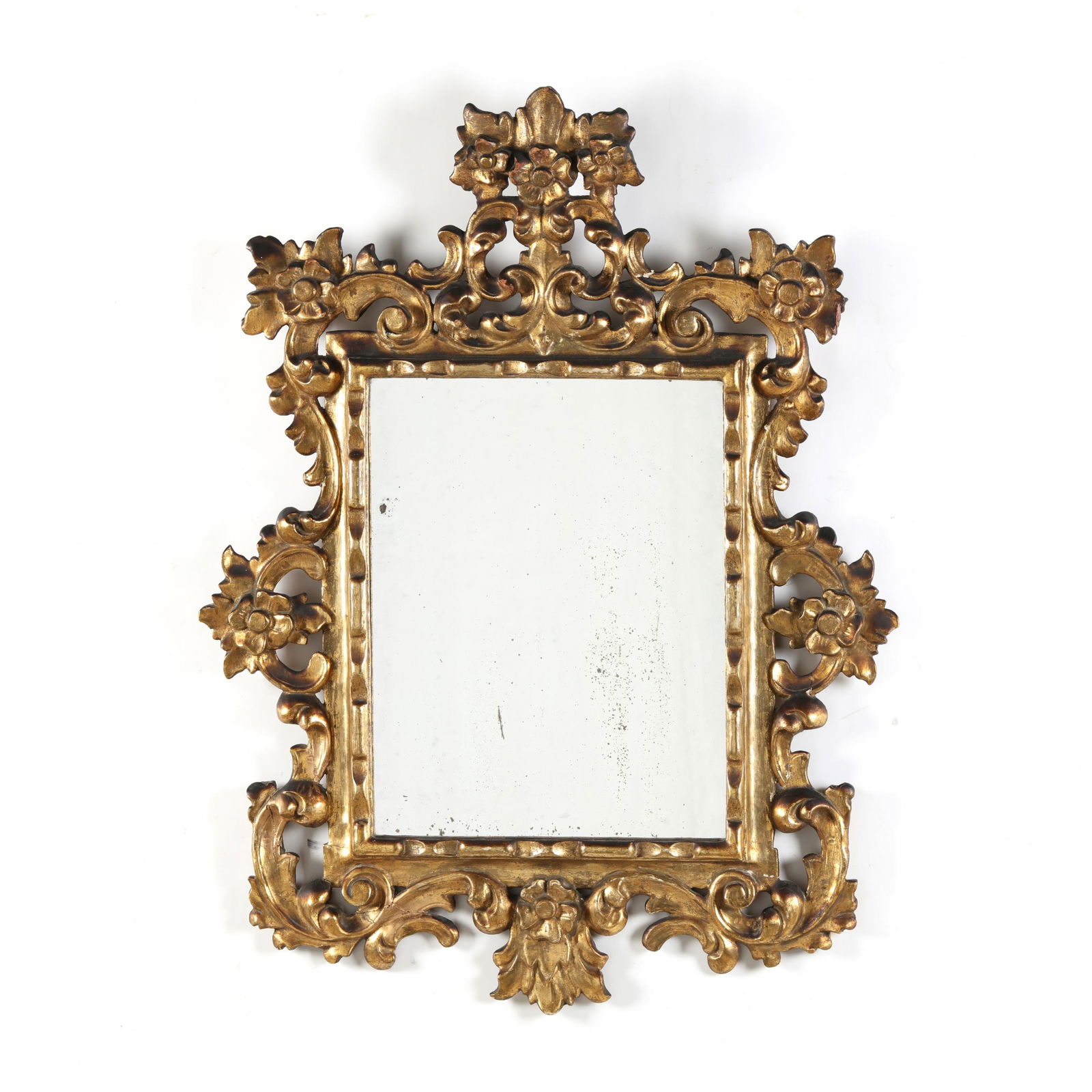 Antique Continental Floral Carved Giltwood Mirror (1 of 6)