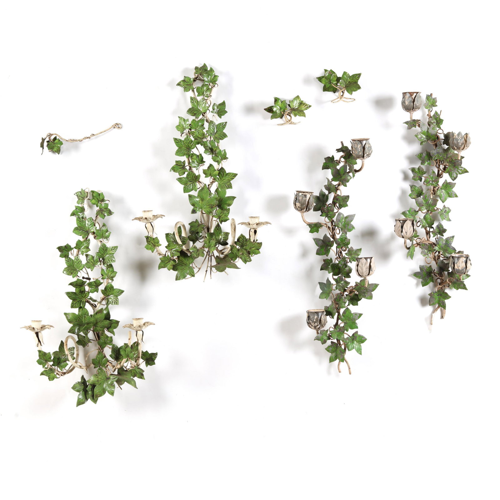 Two Pairs of Vintage Italian Tole Ivy Sconces (1 of 10)