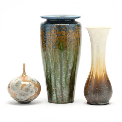 Three Crystalline Vases, NC Pottery Oct 13, 2022 Leland Little in NC
