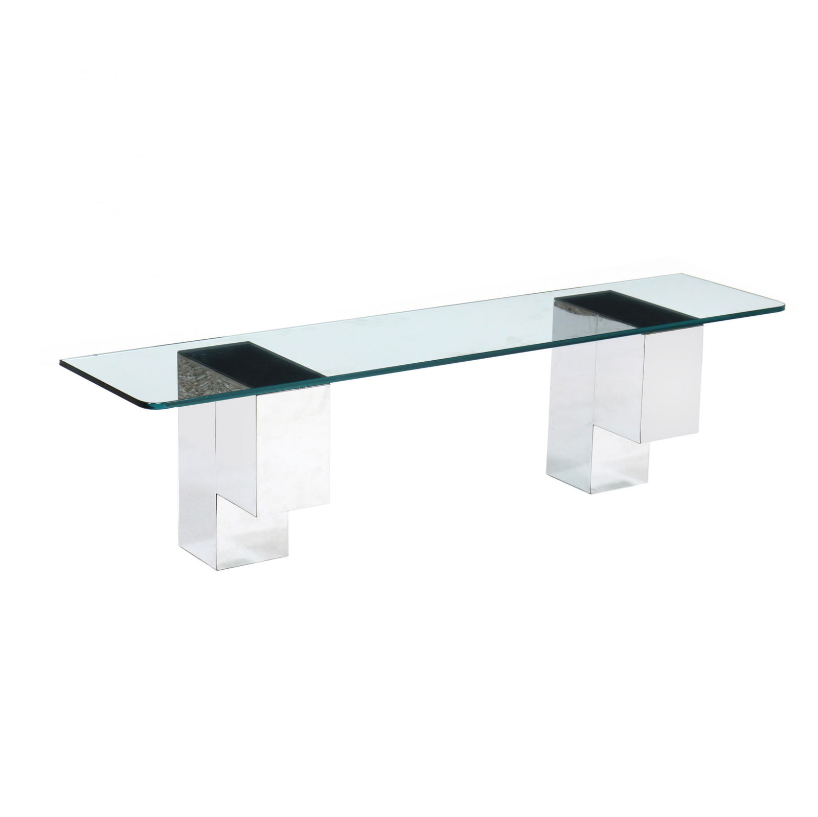 Evans Style Chrome and Glass Floating Console Table (1 of 4)