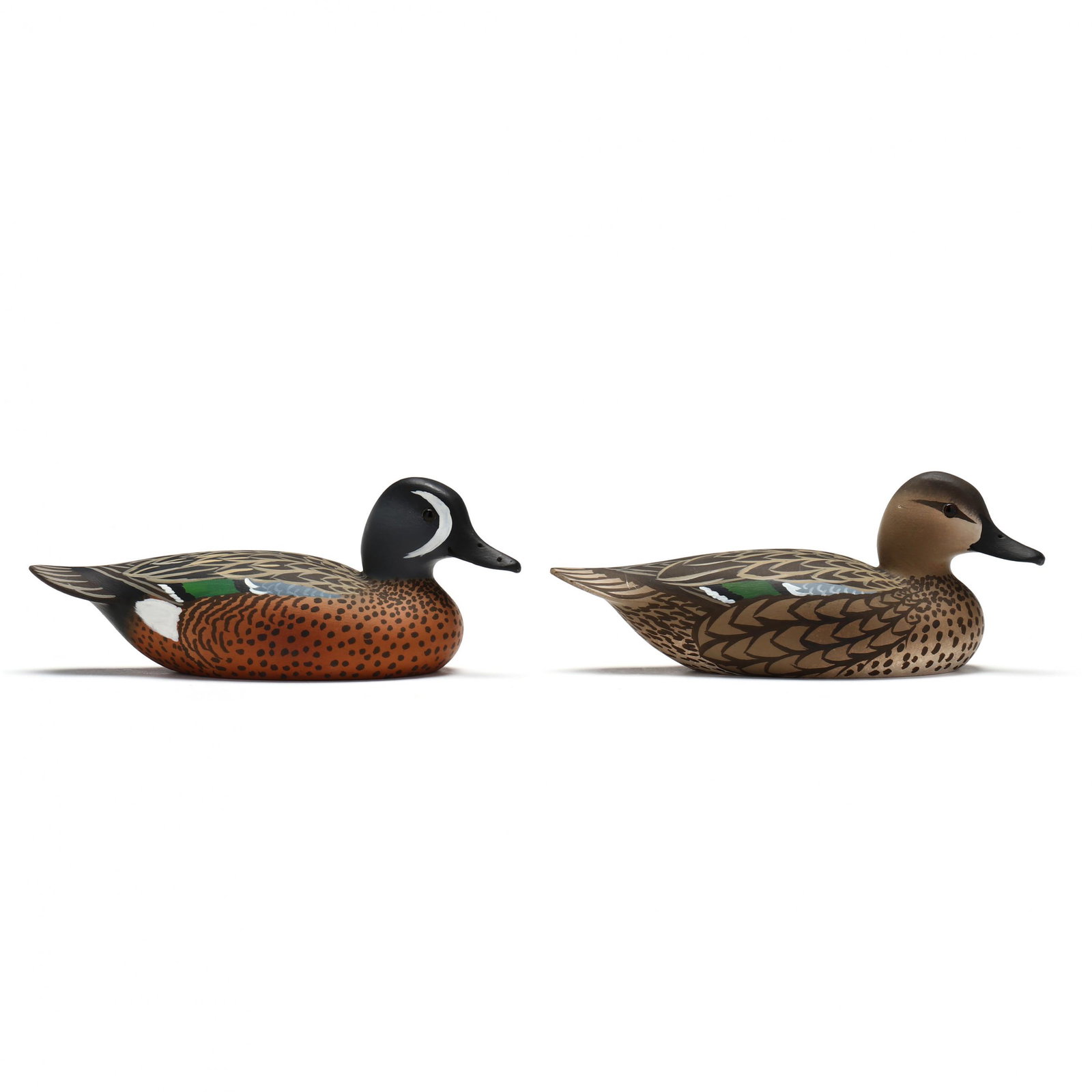 Oliver "Tuts" Lawson  (MD, b. 1938), Pair Green Winged Teal Miniatures (1 of 8)