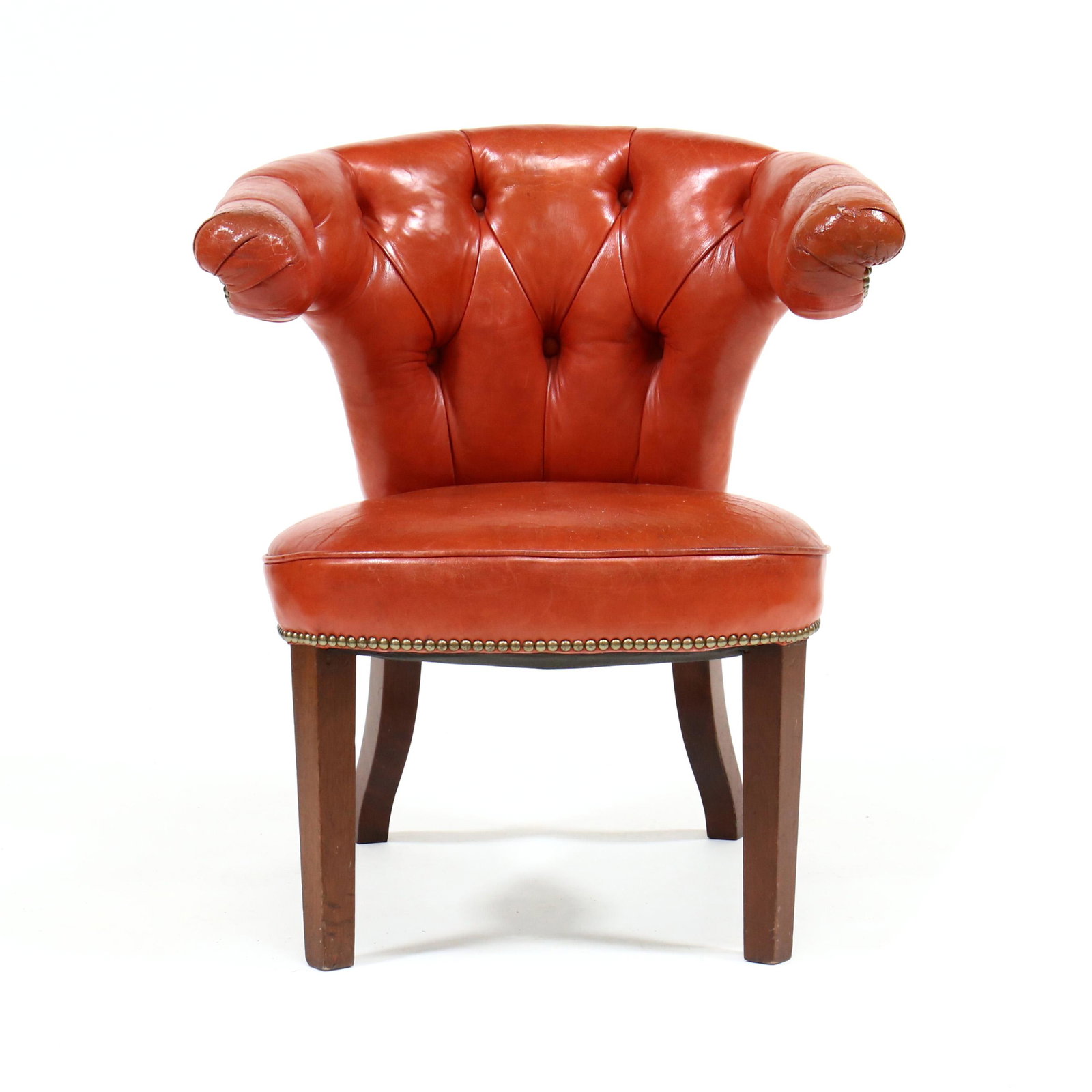 Antique English Mahogany and Leather Cock Fighting Chair (1 of 5)