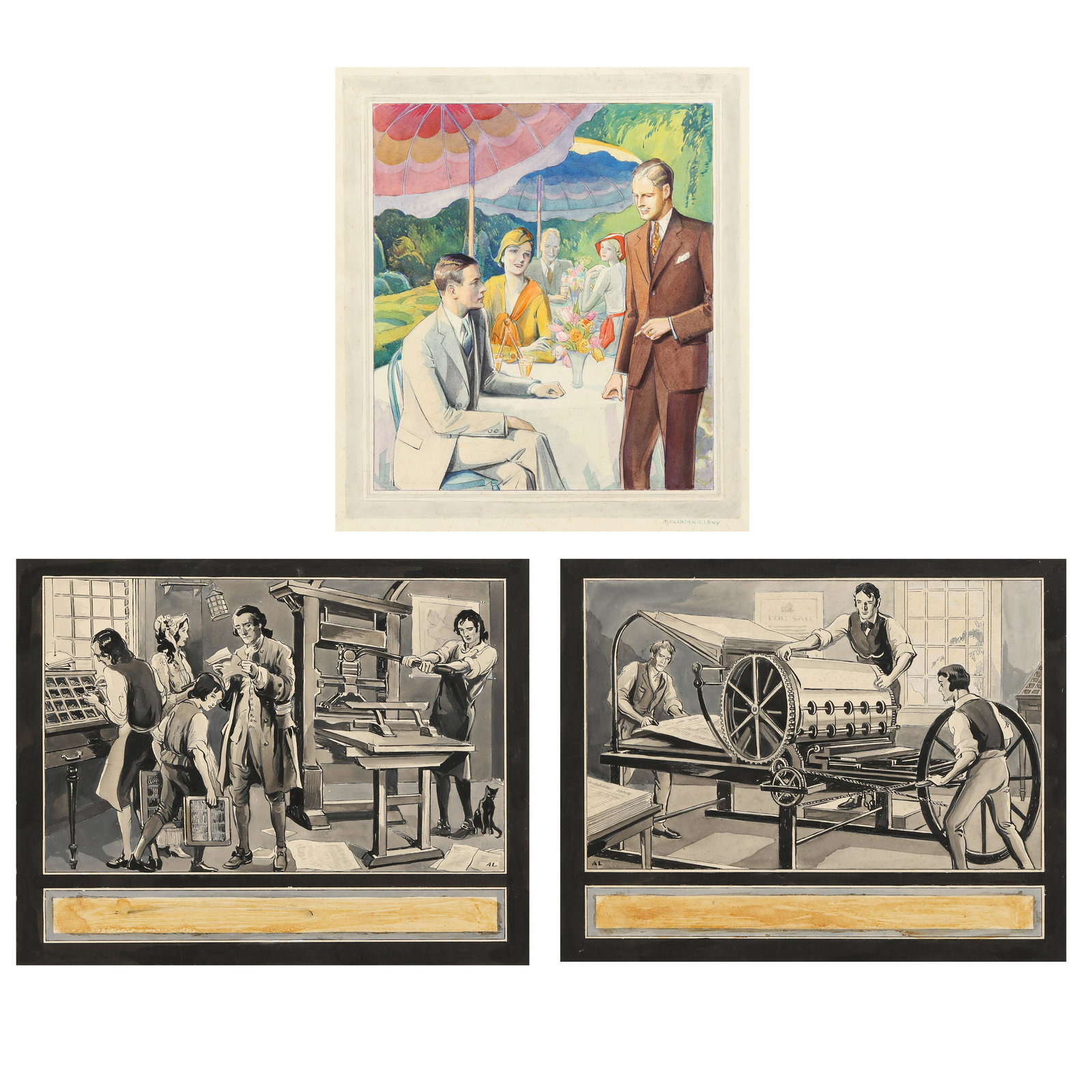 Alexander Oscar Levy (American, 1881-1947), Three Illustrations (1 of 12)