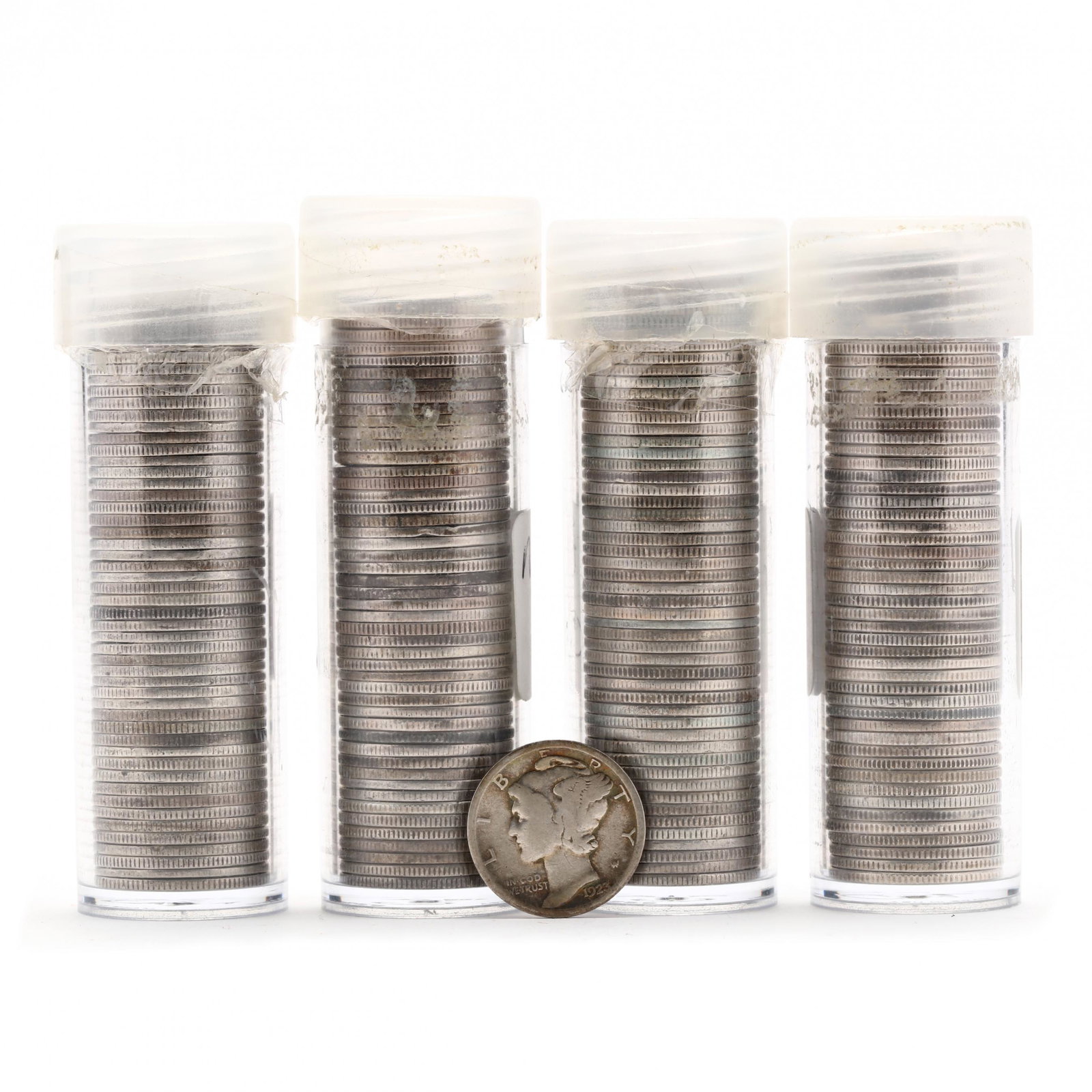 Two Hundred (200) Circulated 90% Silver Dimes in Four 50-Coin Rolls (1 of 2)
