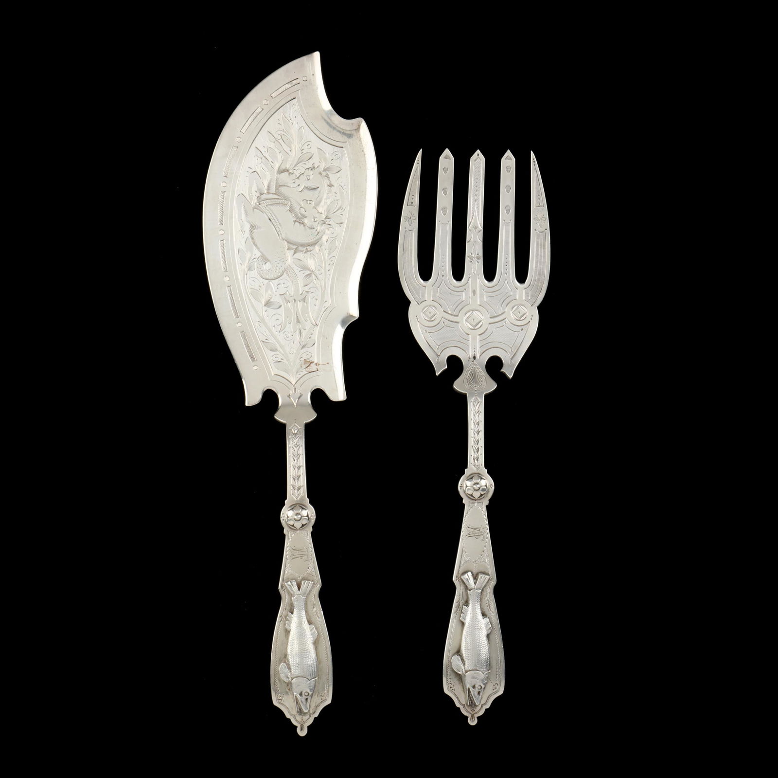 American Coin Silver Fish Slice and Fork Set (1 of 4)