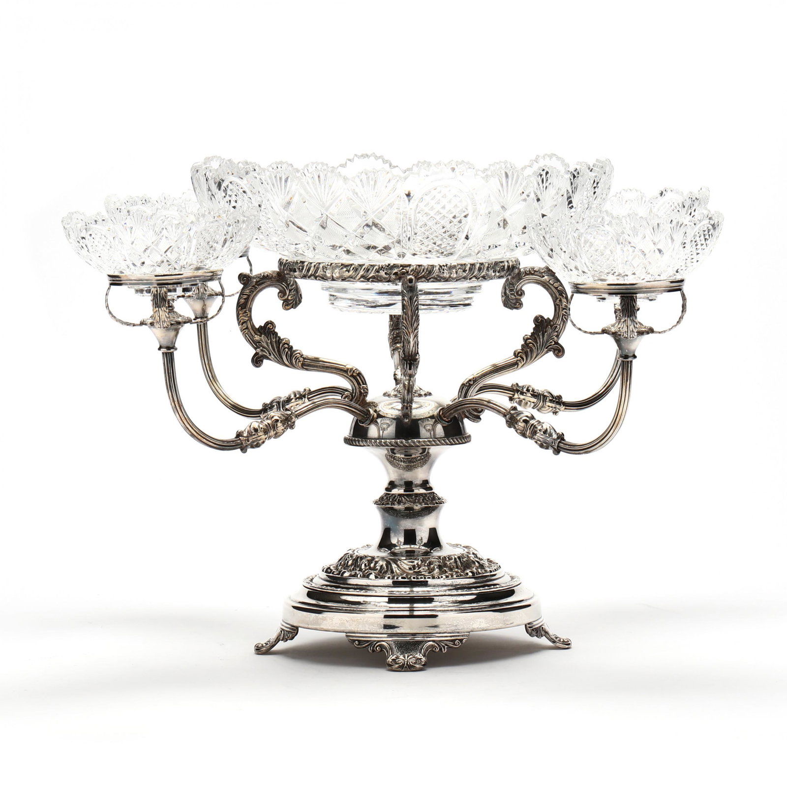 An English Silverplate and Cut Crystal Epergne (1 of 7)