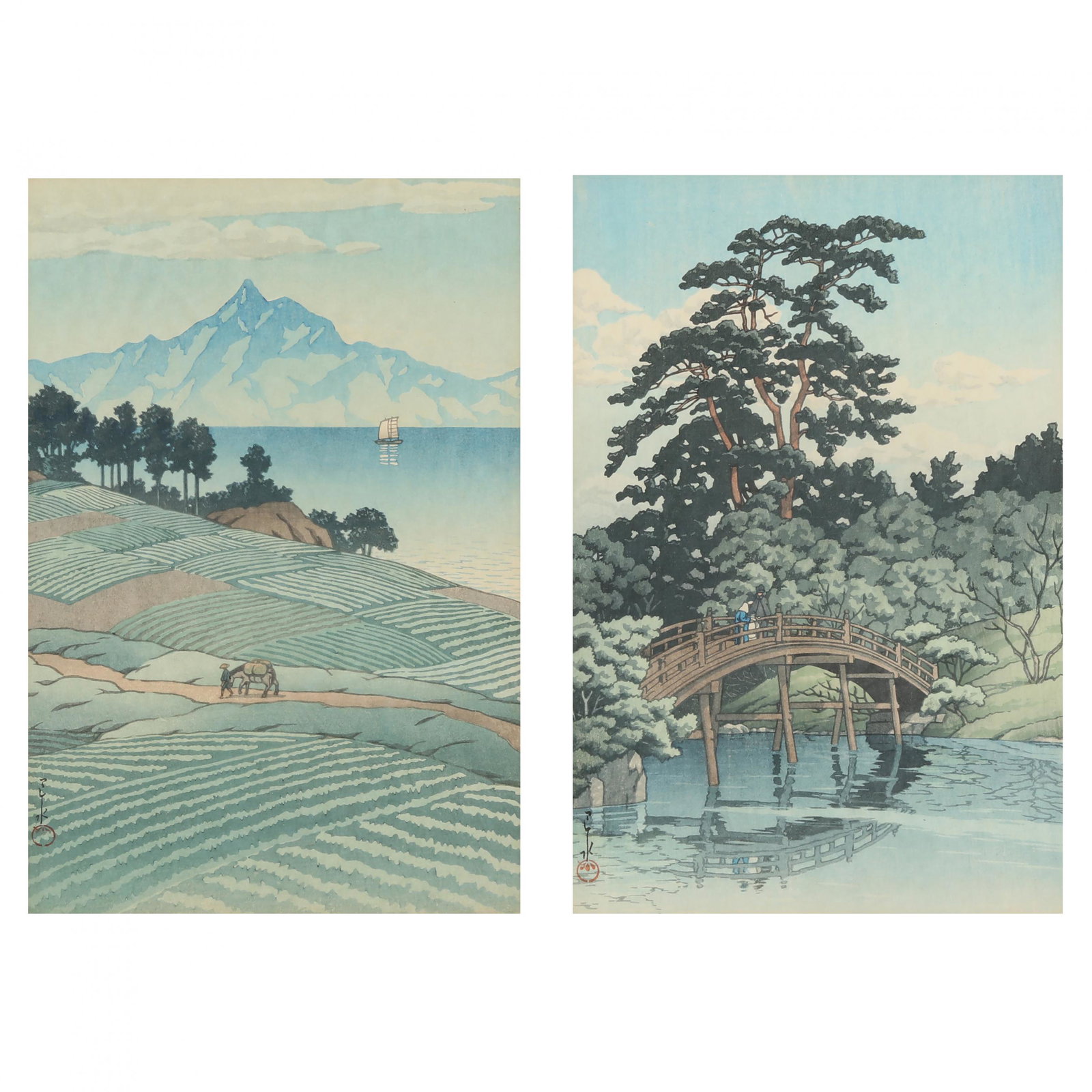Kawase Hasui (Japanese, 1883-1957), Two Woodblock Prints (1 of 9)