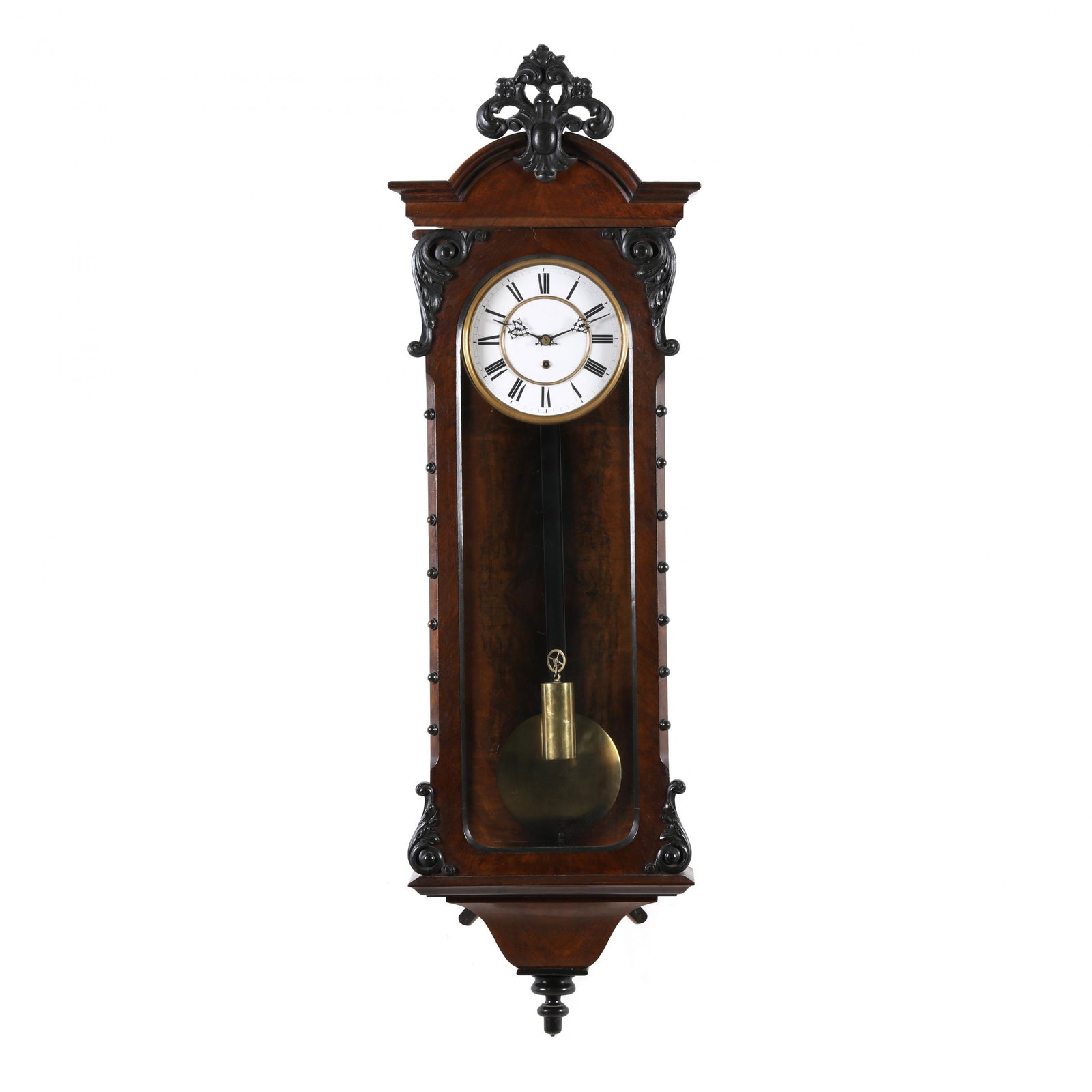 Antique Continental Walnut Regulator Wall Clock (1 of 6)