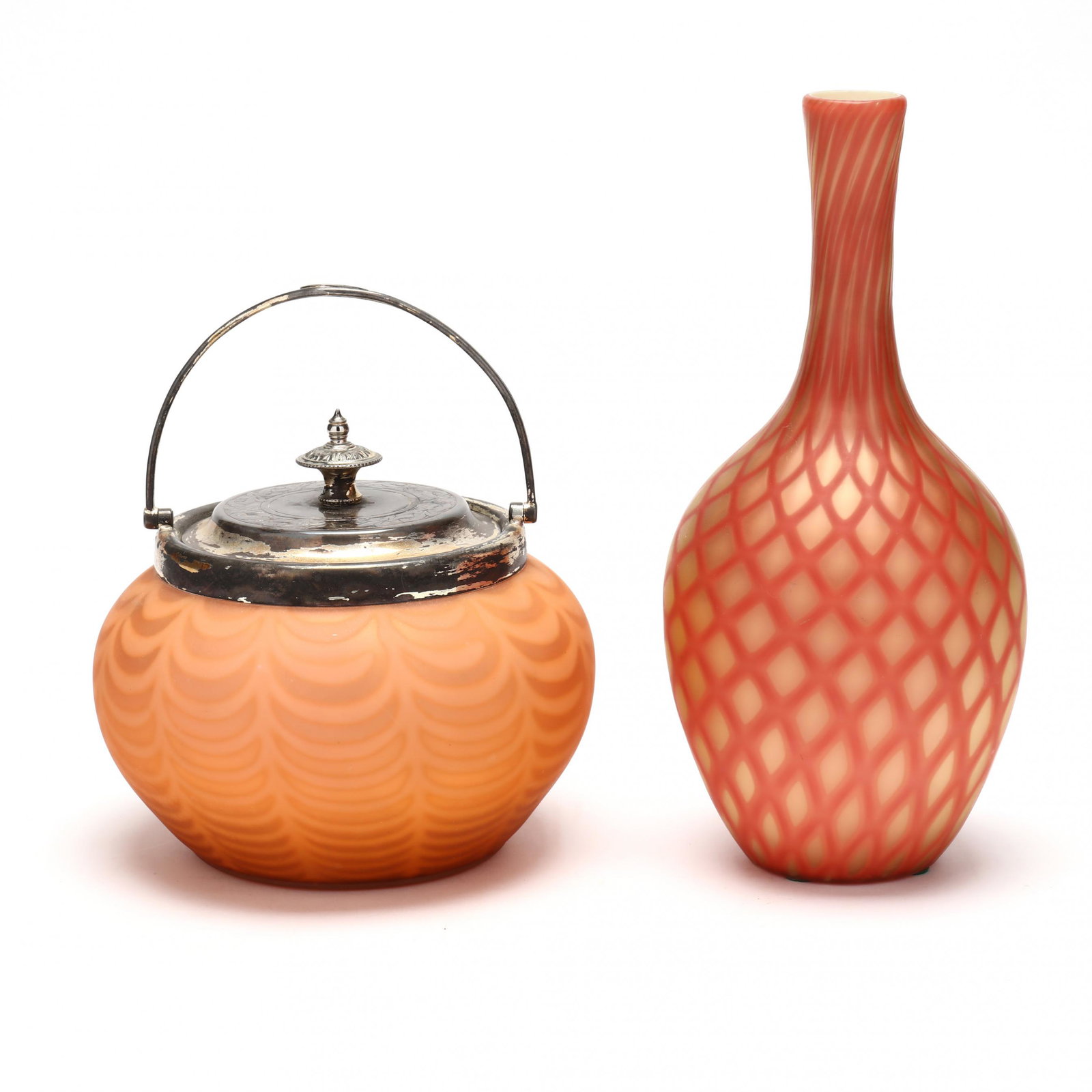 Attributed Mount Washington, Glass Vase and Biscuit Jar (1 of 5)