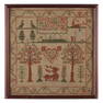 Antique Pictorial Needlework Sampler, American