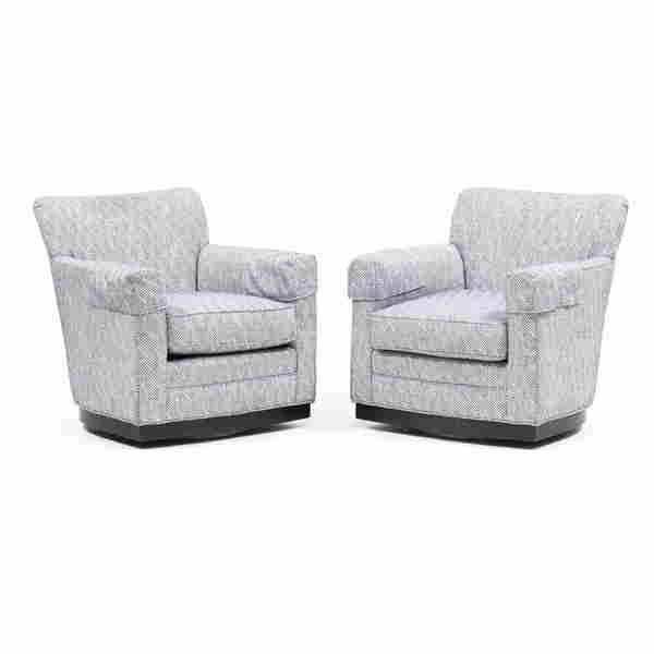 Wesley Hall, Pair of Upholstered Swivel Club Chairs (2396) on Dec 15