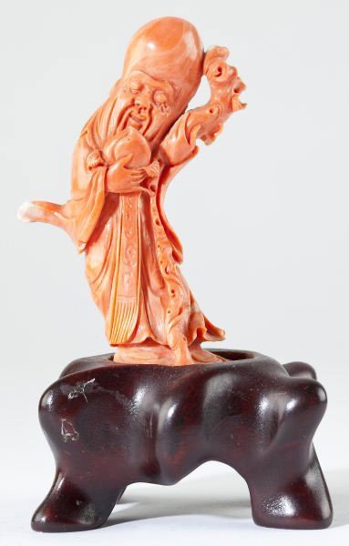 Chinese Red Coral God of Longevity
