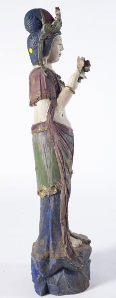 Guanyin Compassion, Carved Polychrome Large Figure - 2