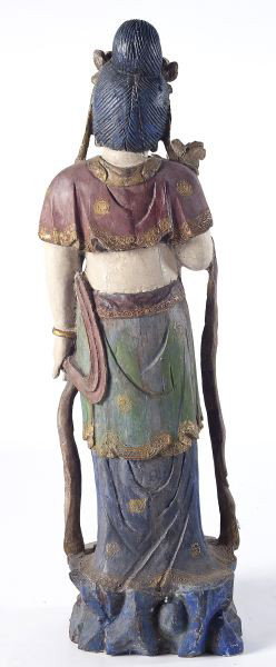 Guanyin Compassion, Carved Polychrome Large Figure - 3