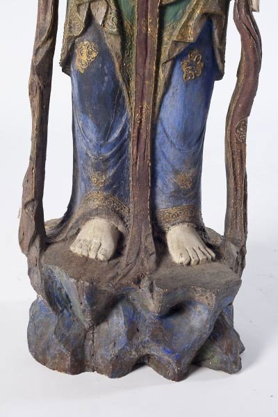 Guanyin Compassion, Carved Polychrome Large Figure - 6