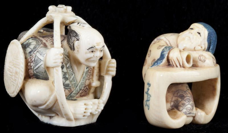 Group of Seven Japanese Ivory Netsuke - 8