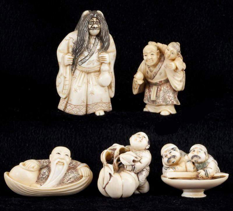 Group of Five Japanese Ivory Netsuke