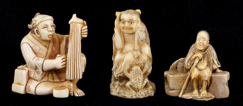 Group of Seven Japanese Ivory and Bone Netsuke - 2
