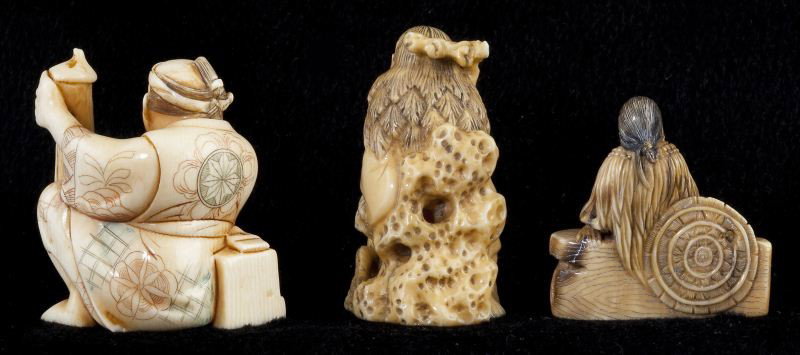 Group of Seven Japanese Ivory and Bone Netsuke - 3