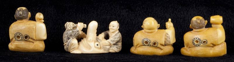 Group of Seven Japanese Ivory and Bone Netsuke - 6