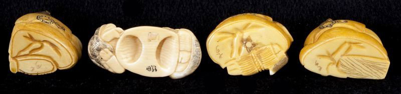 Group of Seven Japanese Ivory and Bone Netsuke - 7