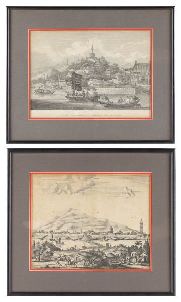 Two Early Copperplate Engravings of Chinese Views