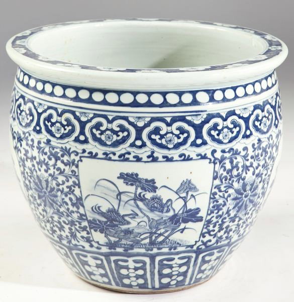 Pair of Chinese Blue and White Jardinieres - 3