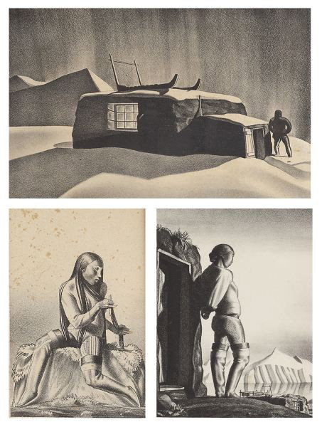 Three Greenland Lithographs by Rockwell Kent: Three Greenland Lithographs by Rockwell Kent(NY, 1882-1971), each on wove paper with pencil signature along the lower margin, the three titles included in this grouping are "Communing with Nature" (DO