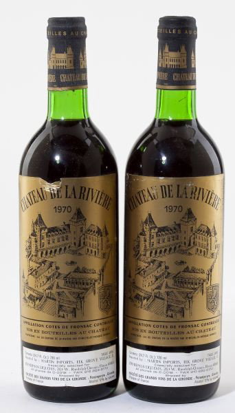 Chateau de la Riviere - Vintage 1970: Chateau de la Riviere - Vintage 1970 Fronsac Removed from the temperature-controlled subterranean wine cellar of an avid collector. 2 bottles