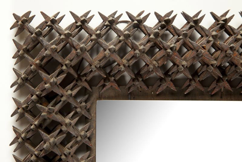 Two "Crown of Thorns" Folk Art Mirrors - 3