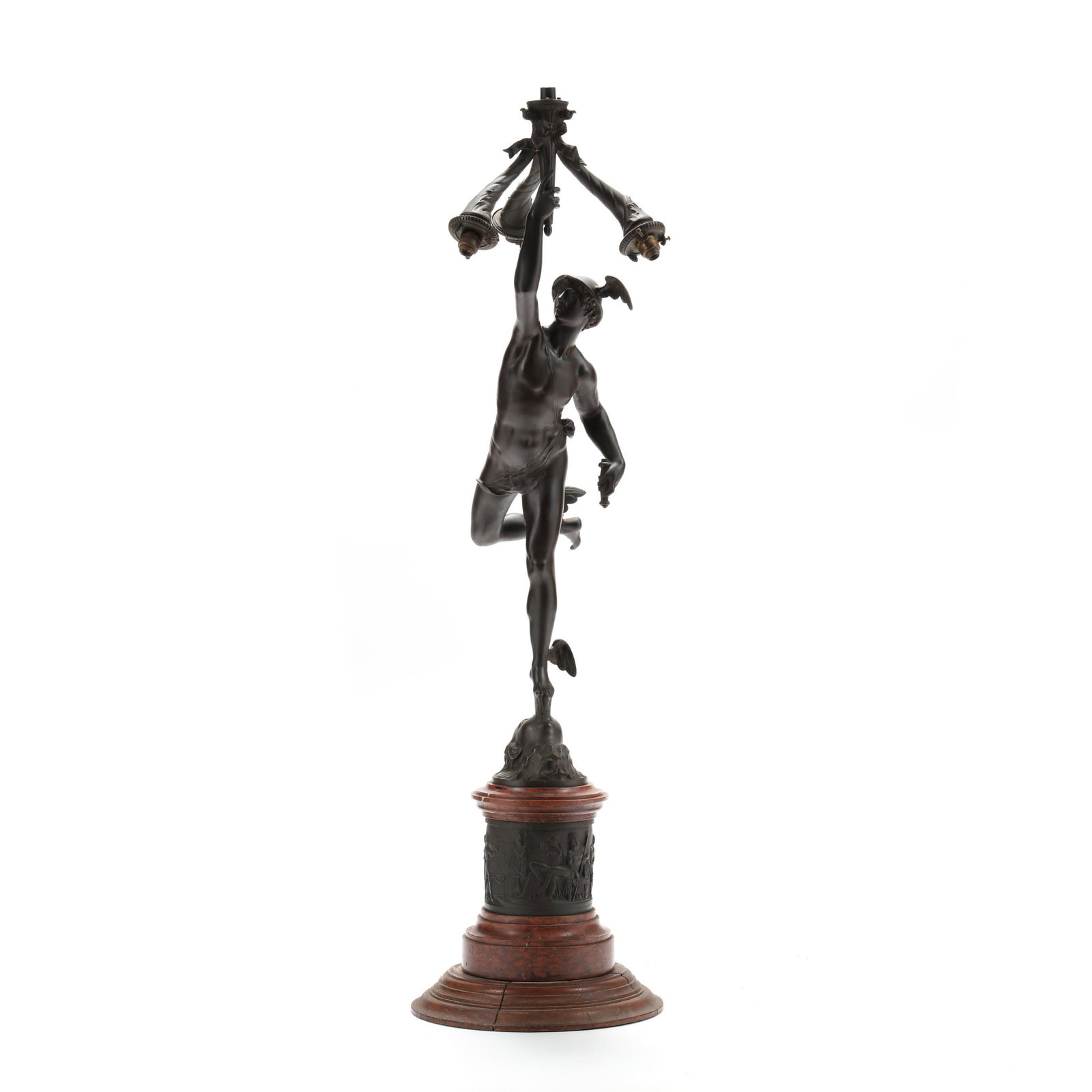 after Giambologna (Flemish Italian, 1529-1608), Bronze Mercury Lamp (1 of 10)
