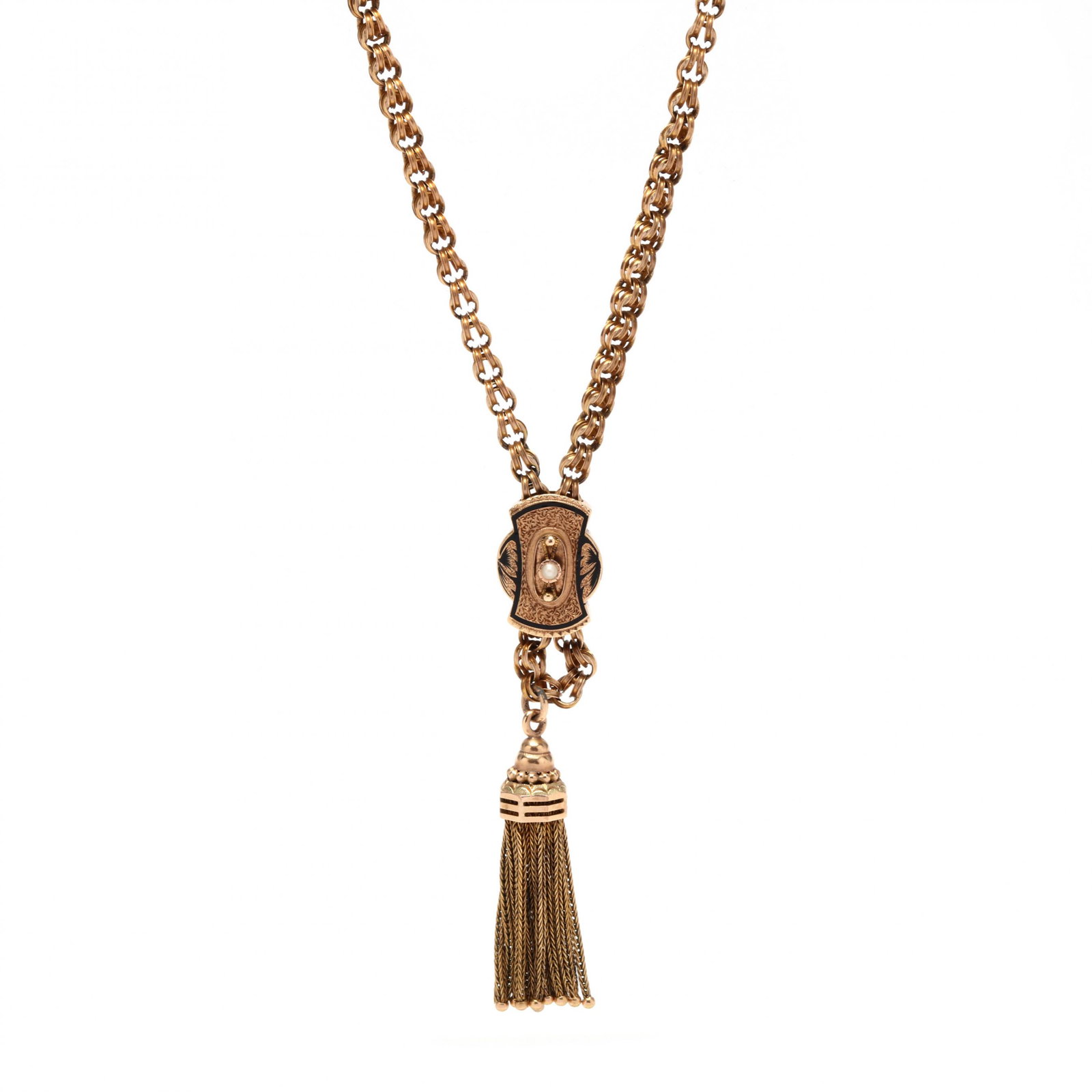 Antique Gold Slide Necklace with Tassel Pendant (1 of 4)