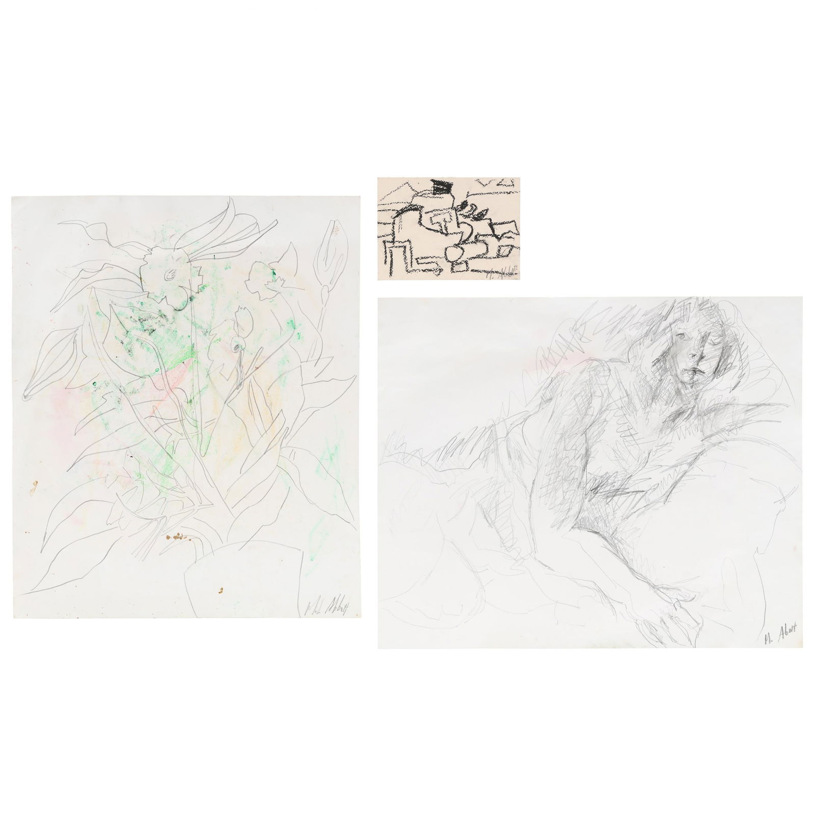 Mary Abbott (American, 1921-2019), Three Drawings (1 of 12)