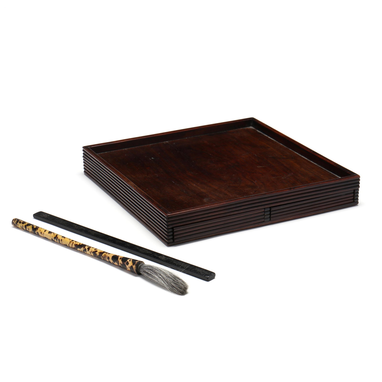 A Chinese Writing Calligraphy Tray with Inkstone and Brush (1 of 9)