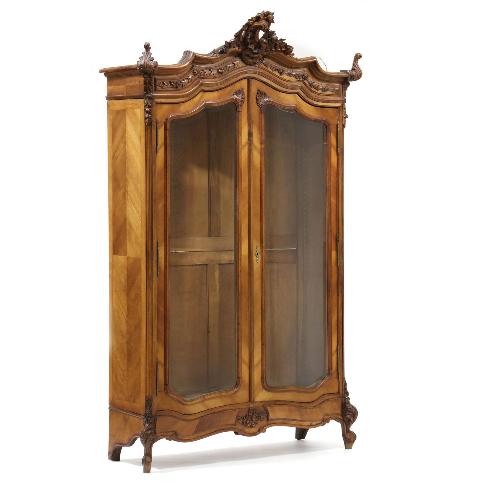 French Rococo Revival Carved Mahogany Armoire (1 of 6)