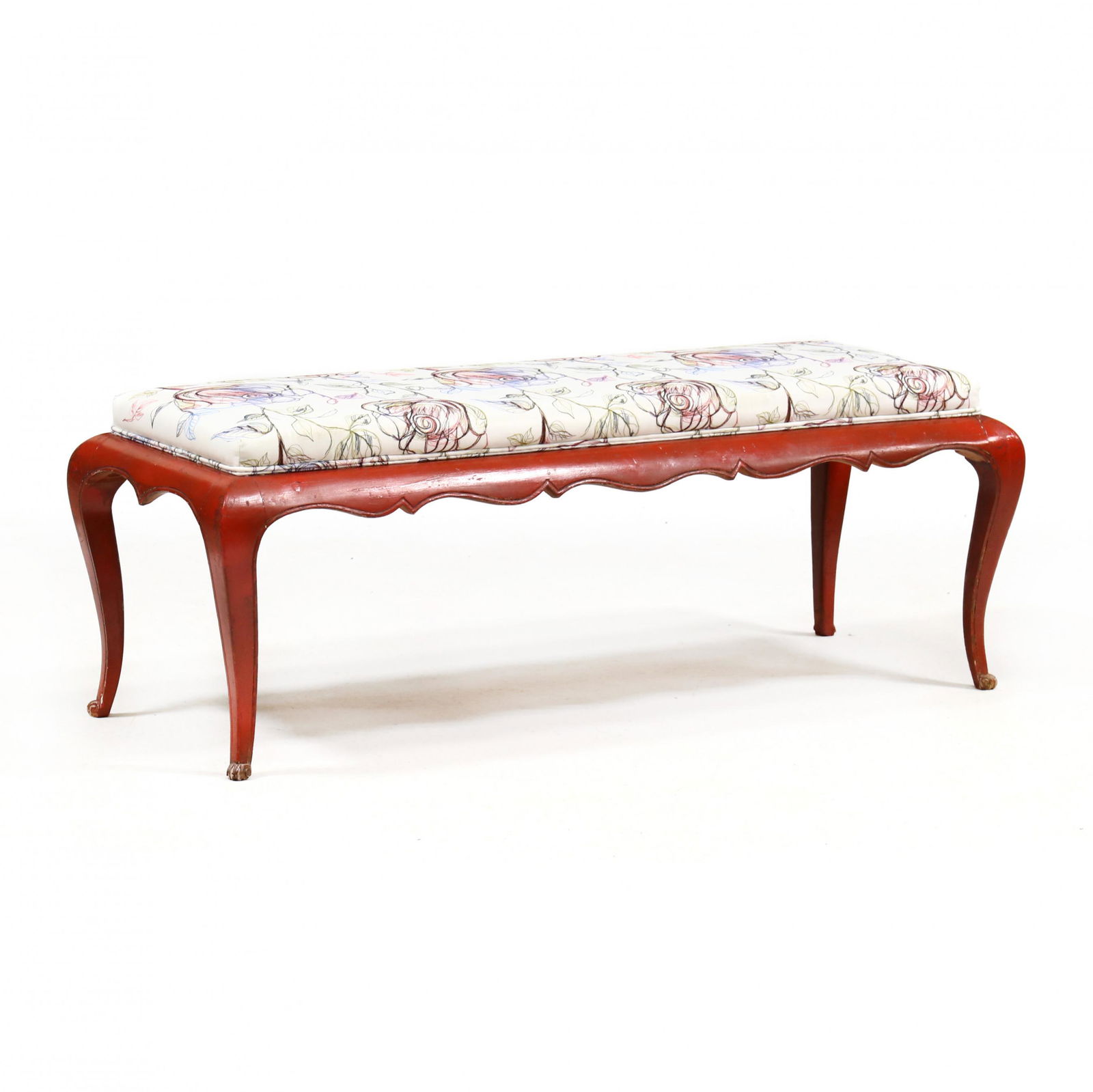 Vintage French Upholstered and Lacquered Bench (1 of 3)