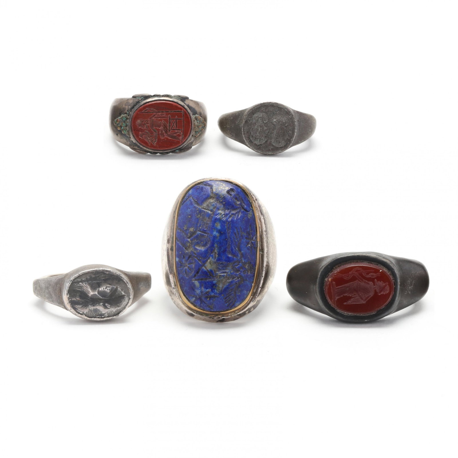 Five Silver-Toned Rings After Ancient Jewelry Types (1 of 10)