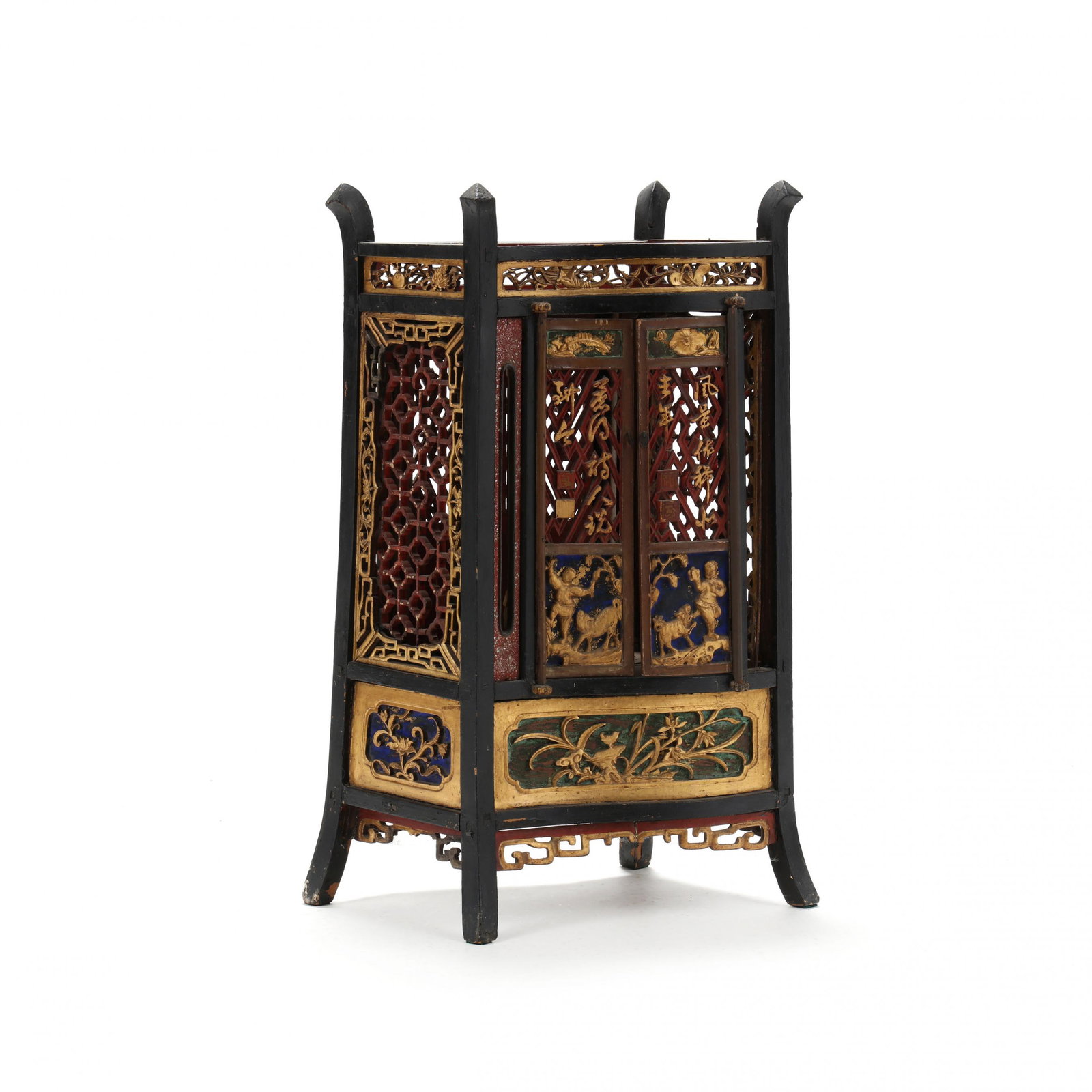A Chinese Painted and Gilded Carved Wood Table Cabinet (1 of 10)