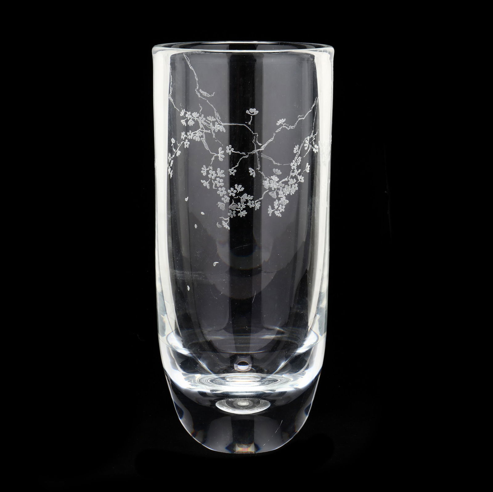 Steuben, "Cherry Blossom" Etched Crystal Vase (1 of 5)