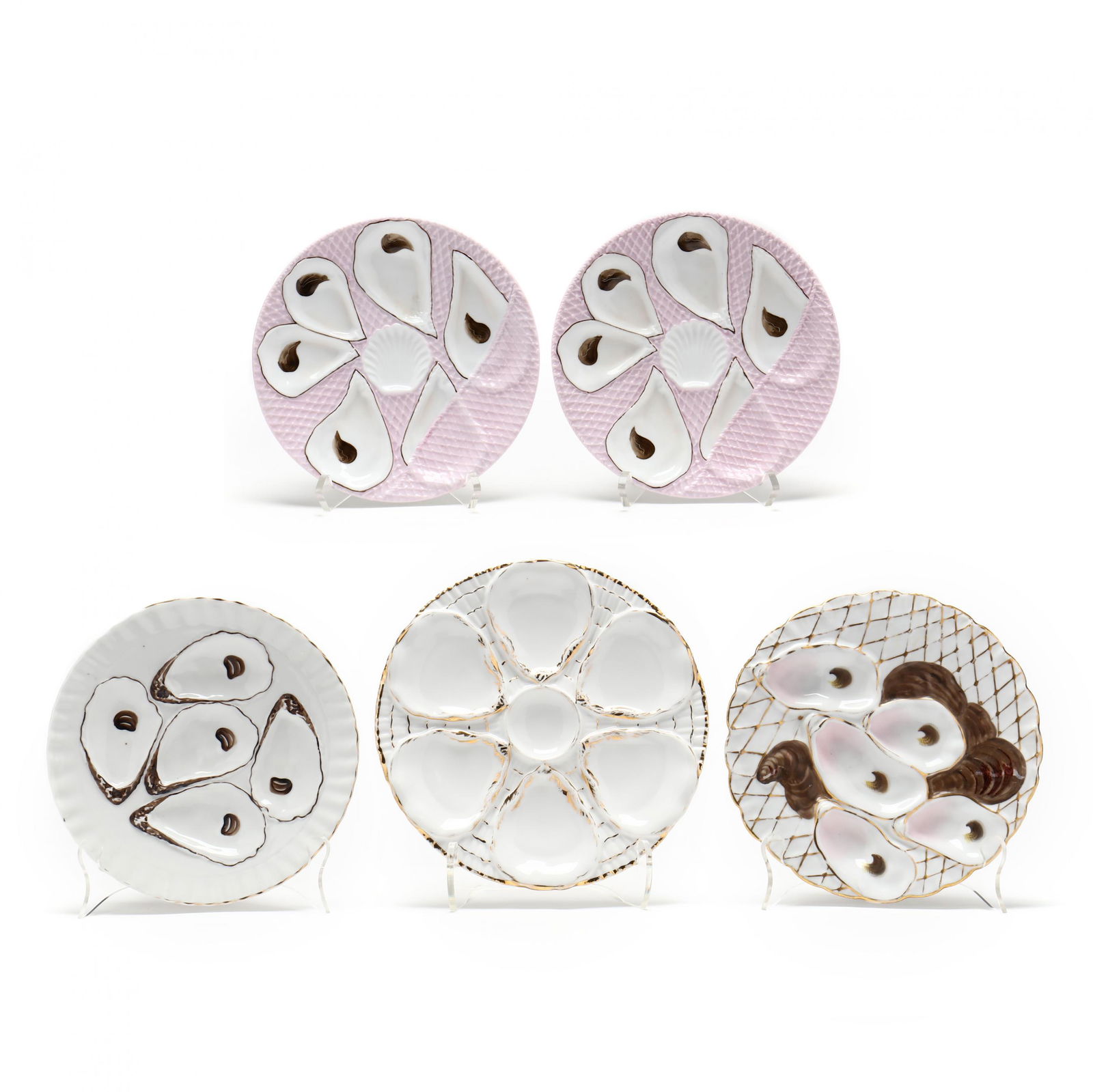 Five Antique Continental Oyster Plates (1 of 8)